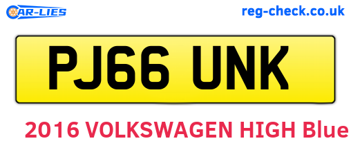 PJ66UNK are the vehicle registration plates.