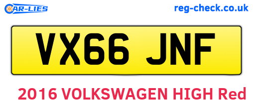 VX66JNF are the vehicle registration plates.
