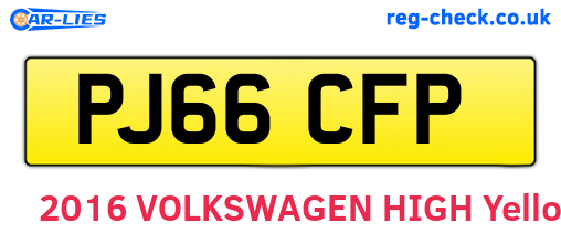 PJ66CFP are the vehicle registration plates.