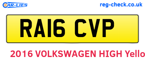 RA16CVP are the vehicle registration plates.