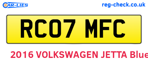 RC07MFC are the vehicle registration plates.