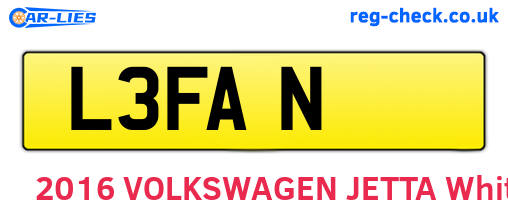 L3FAN are the vehicle registration plates.