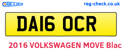 DA16OCR are the vehicle registration plates.