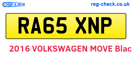 RA65XNP are the vehicle registration plates.