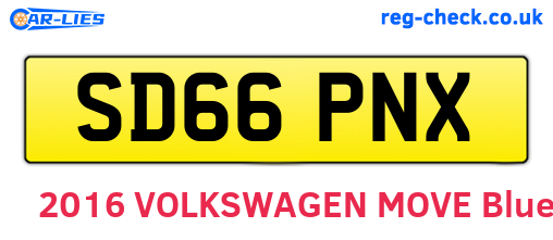 SD66PNX are the vehicle registration plates.