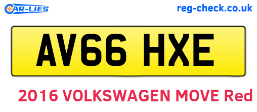 AV66HXE are the vehicle registration plates.