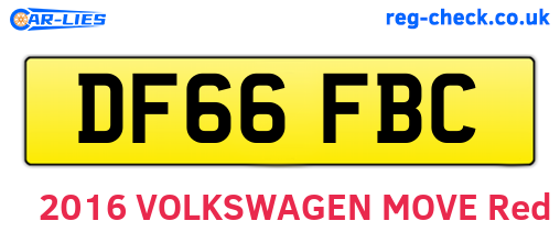 DF66FBC are the vehicle registration plates.