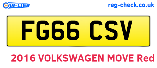 FG66CSV are the vehicle registration plates.