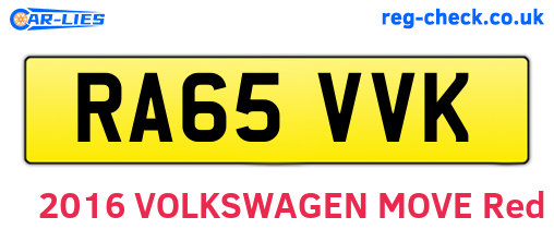RA65VVK are the vehicle registration plates.