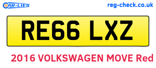 RE66LXZ are the vehicle registration plates.