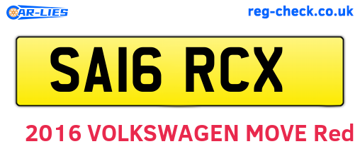 SA16RCX are the vehicle registration plates.
