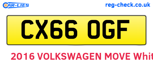 CX66OGF are the vehicle registration plates.