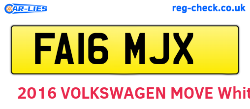 FA16MJX are the vehicle registration plates.
