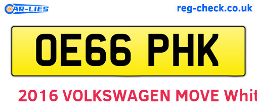 OE66PHK are the vehicle registration plates.