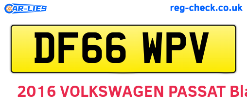 DF66WPV are the vehicle registration plates.