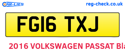 FG16TXJ are the vehicle registration plates.