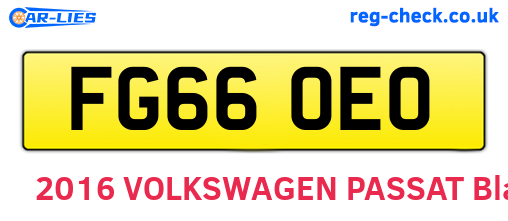 FG66OEO are the vehicle registration plates.