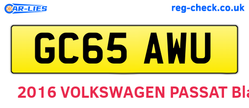 GC65AWU are the vehicle registration plates.