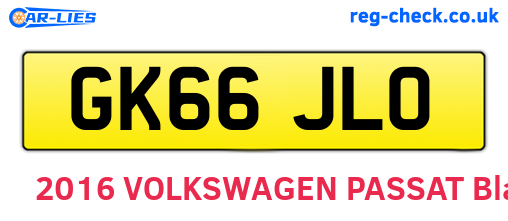GK66JLO are the vehicle registration plates.