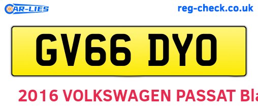 GV66DYO are the vehicle registration plates.