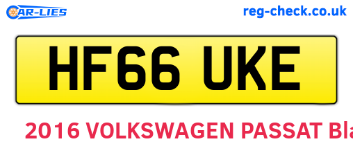HF66UKE are the vehicle registration plates.