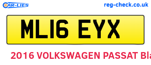 ML16EYX are the vehicle registration plates.