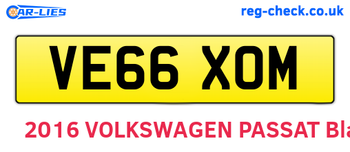 VE66XOM are the vehicle registration plates.