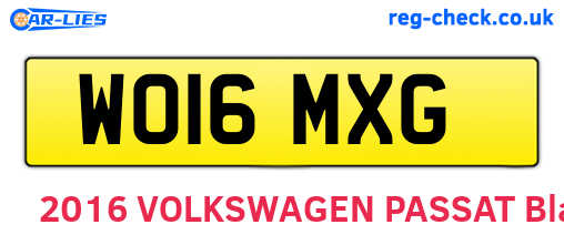 WO16MXG are the vehicle registration plates.