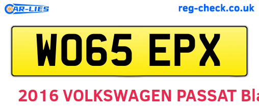 WO65EPX are the vehicle registration plates.
