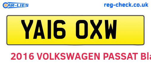 YA16OXW are the vehicle registration plates.