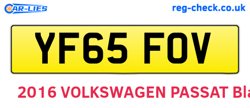 YF65FOV are the vehicle registration plates.