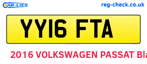 YY16FTA are the vehicle registration plates.