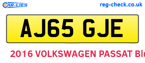 AJ65GJE are the vehicle registration plates.