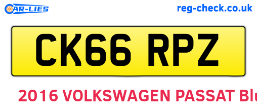 CK66RPZ are the vehicle registration plates.