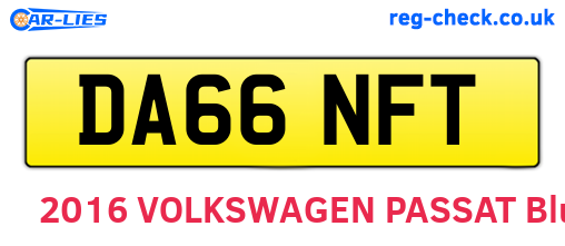 DA66NFT are the vehicle registration plates.
