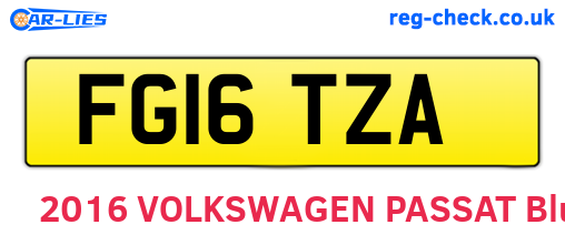 FG16TZA are the vehicle registration plates.
