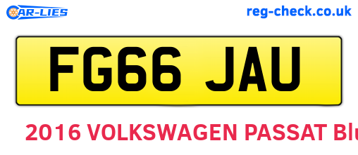 FG66JAU are the vehicle registration plates.