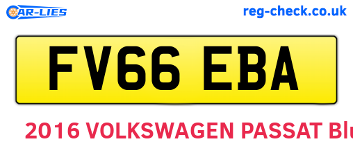 FV66EBA are the vehicle registration plates.