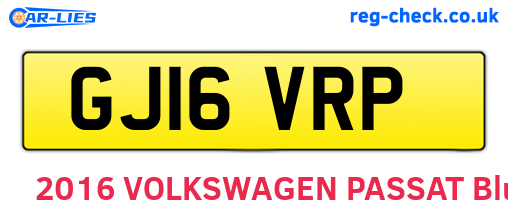 GJ16VRP are the vehicle registration plates.