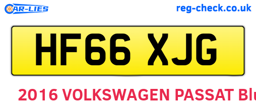 HF66XJG are the vehicle registration plates.