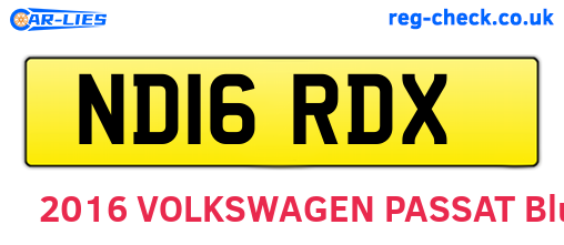 ND16RDX are the vehicle registration plates.