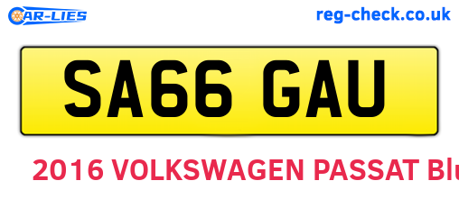 SA66GAU are the vehicle registration plates.