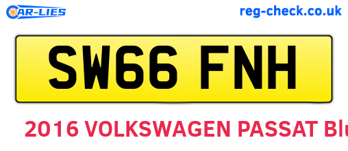 SW66FNH are the vehicle registration plates.