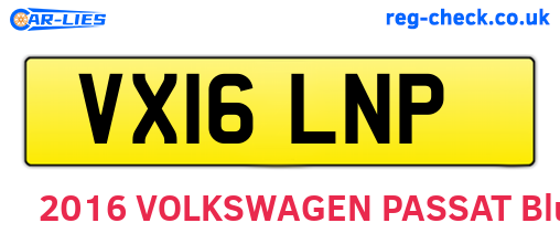 VX16LNP are the vehicle registration plates.