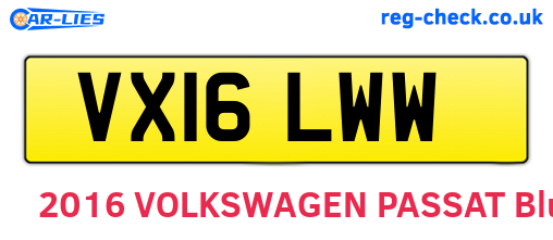 VX16LWW are the vehicle registration plates.