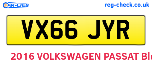 VX66JYR are the vehicle registration plates.