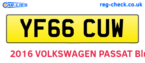 YF66CUW are the vehicle registration plates.