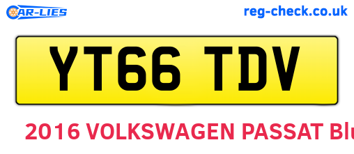 YT66TDV are the vehicle registration plates.