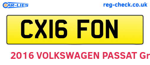 CX16FON are the vehicle registration plates.
