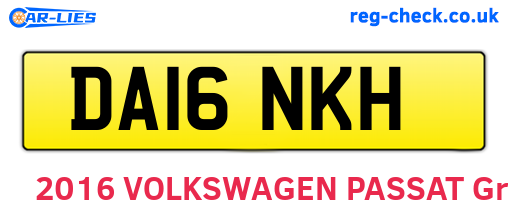 DA16NKH are the vehicle registration plates.